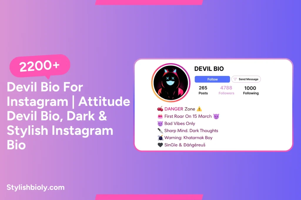 Devil Bio For Instagram