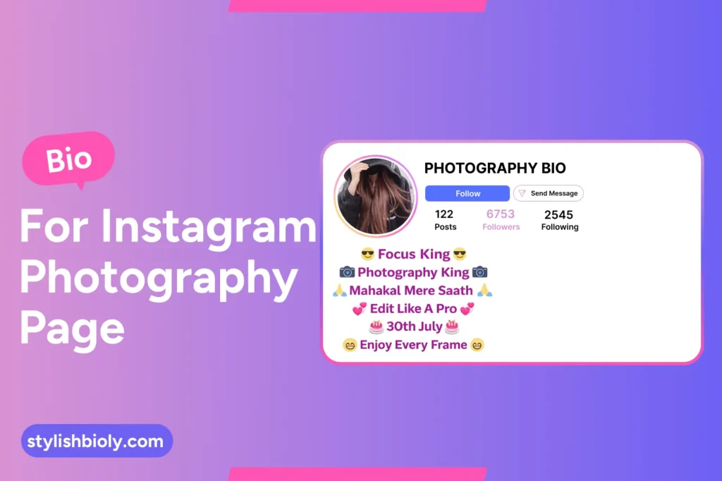 Bio for Instagram photography page