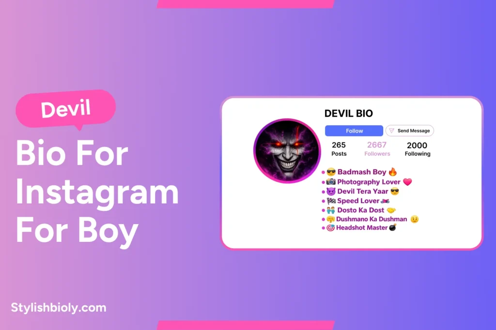 Devil Bio For Instagram For Boy