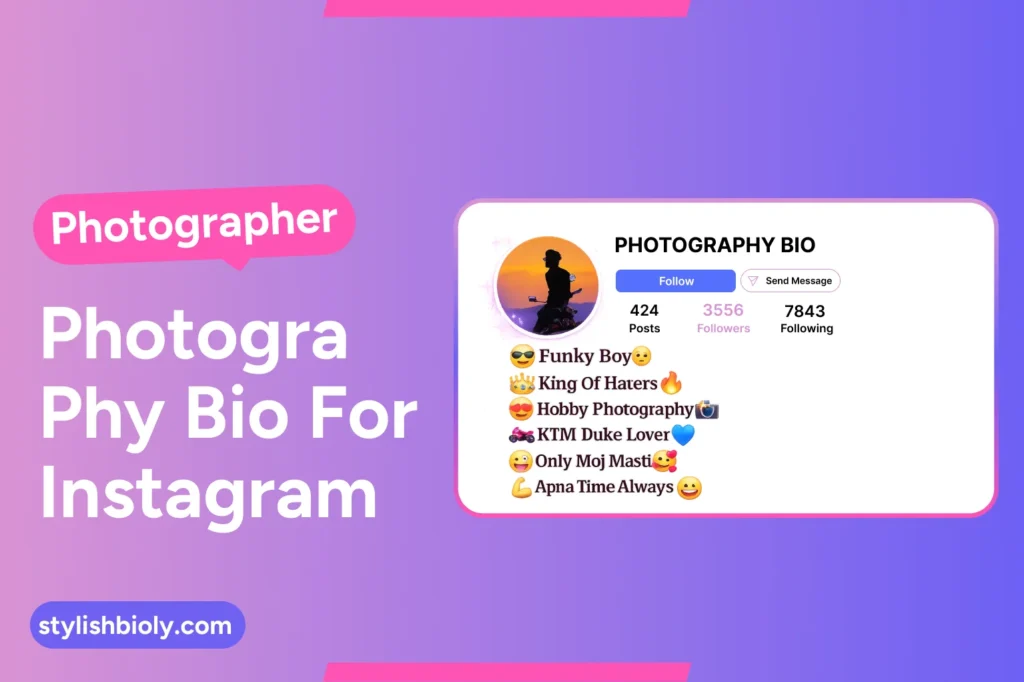 Photographer photography bio for instagram