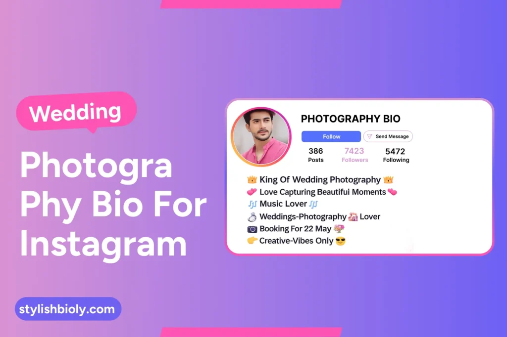 Wedding photography bio for Instagram
