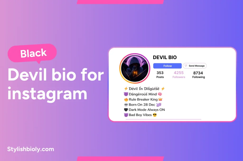 Black devil bio for Instagram