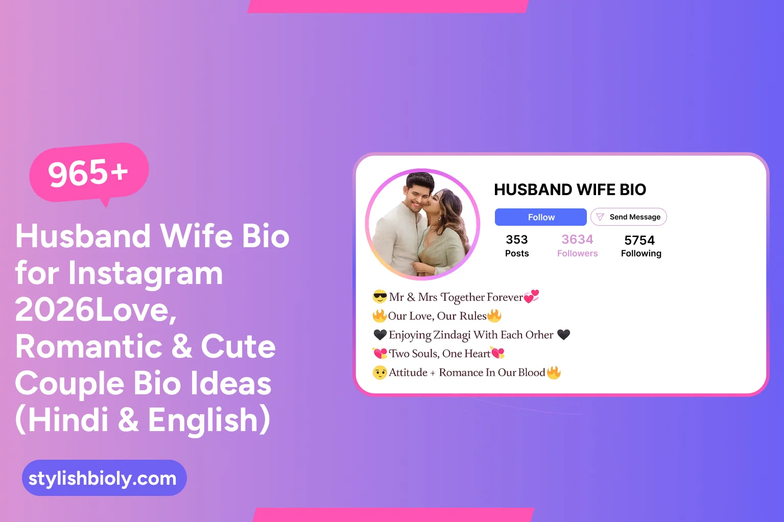 965 + Husband Wife Bio for Instagram 2026