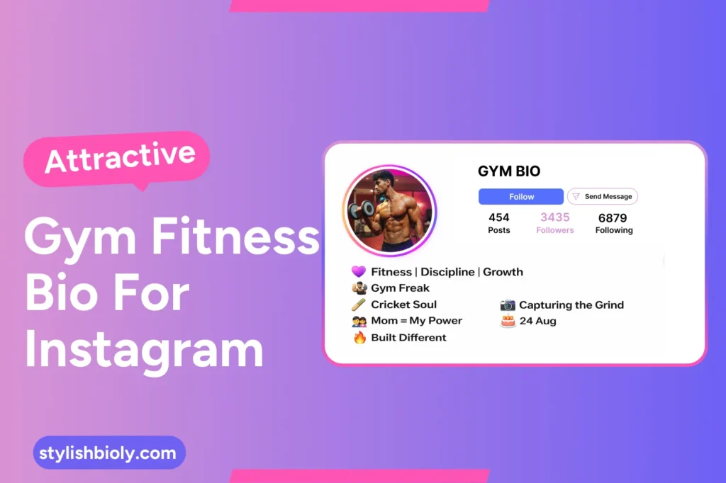 Attractive gym fitness bio for instagram