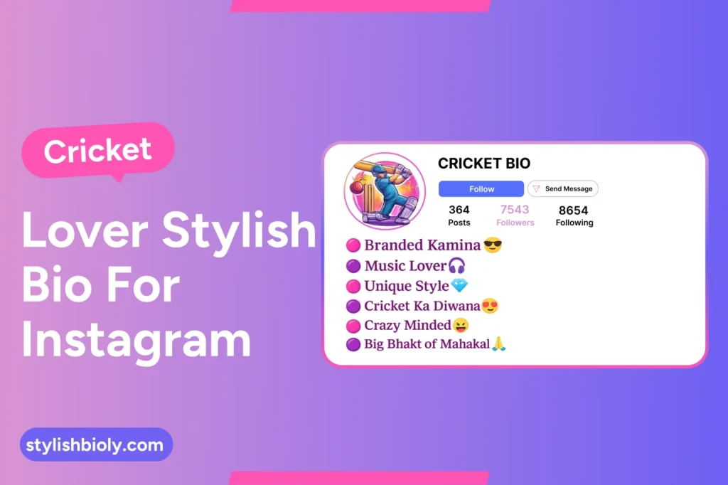 Cricket lover stylish bio for Instagram