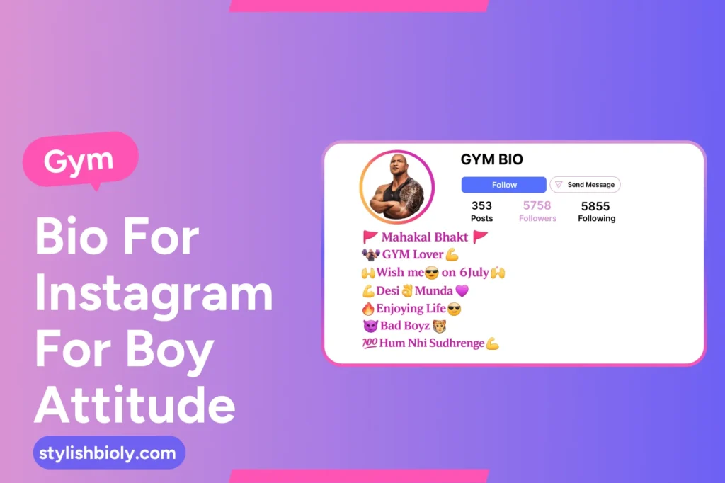 Gym bio for Instagram for boy attitude