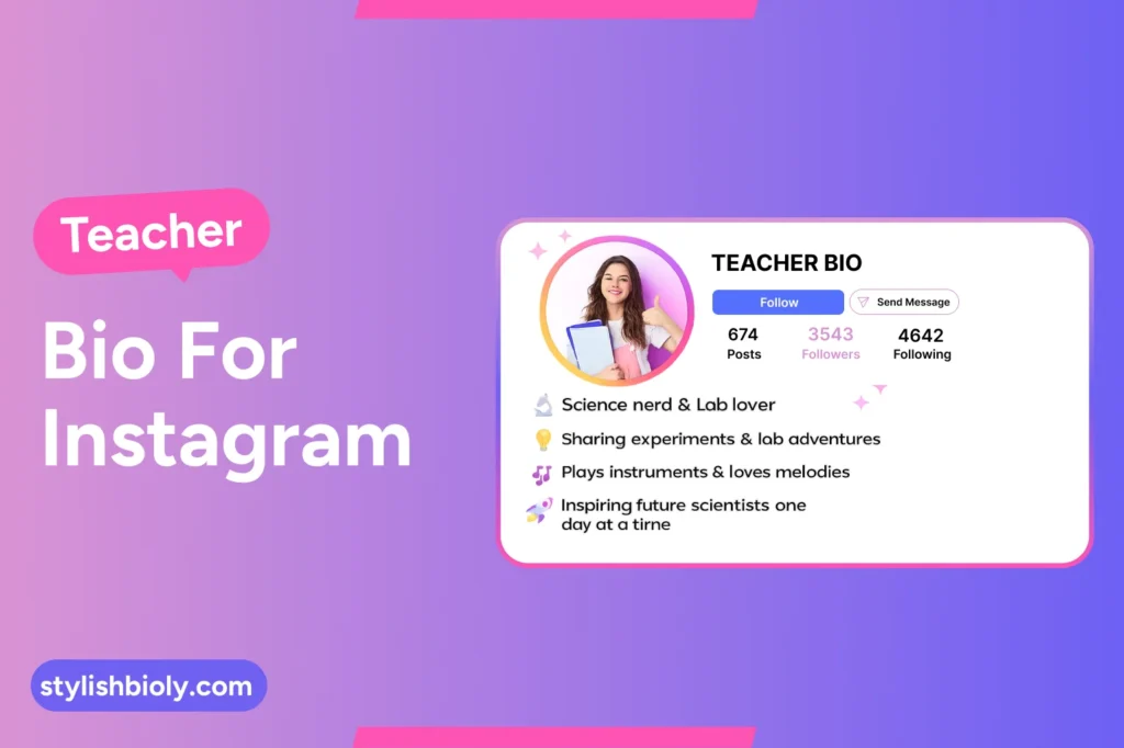 Teacher bio for Instagram