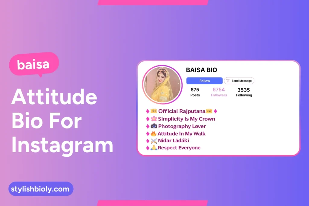 Baisa attitude bio for Instagram