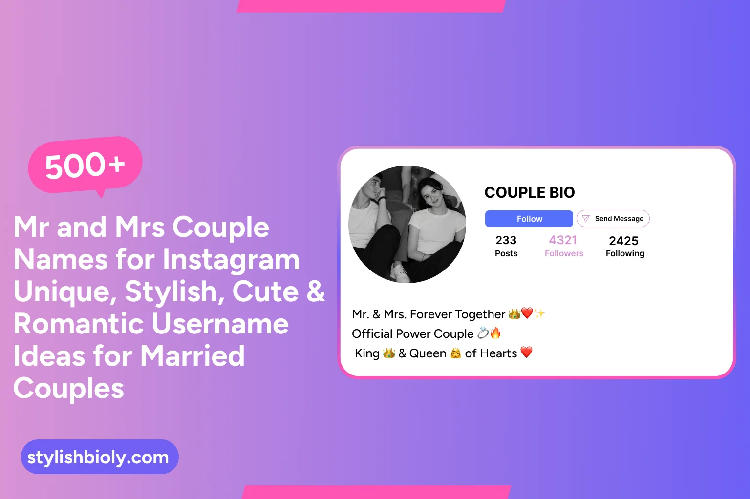 500+ Mr and Mrs Couple Names for Instagram