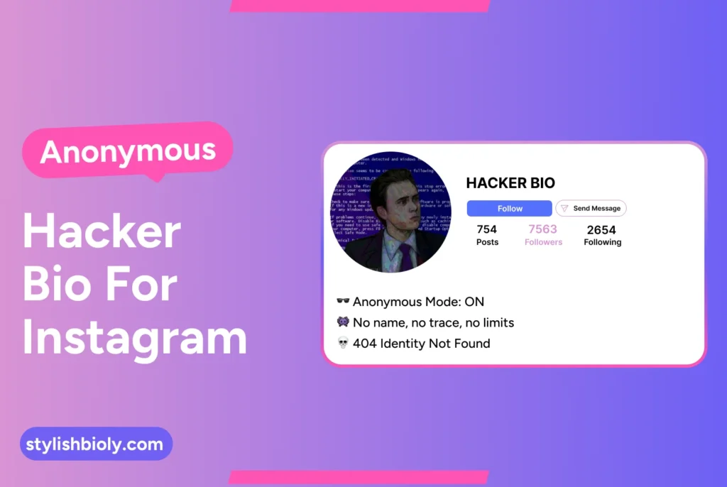 Anonymous hacker bio for Instagram