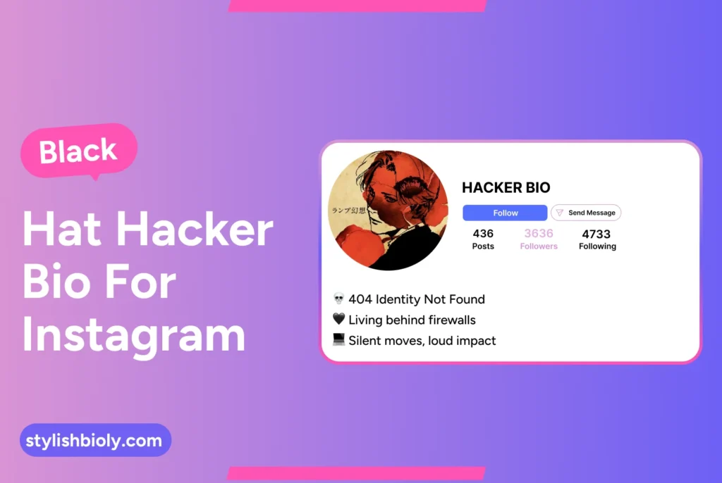 Black hat hacker bio for Instagram