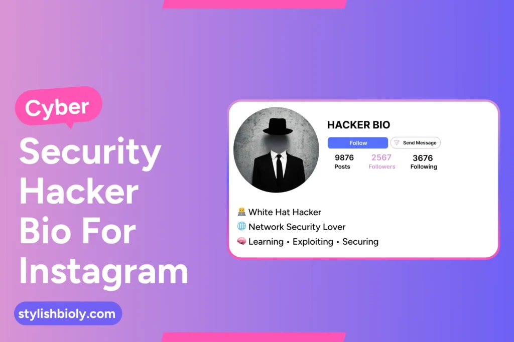 Cybersecurity hacker bio for Instagram