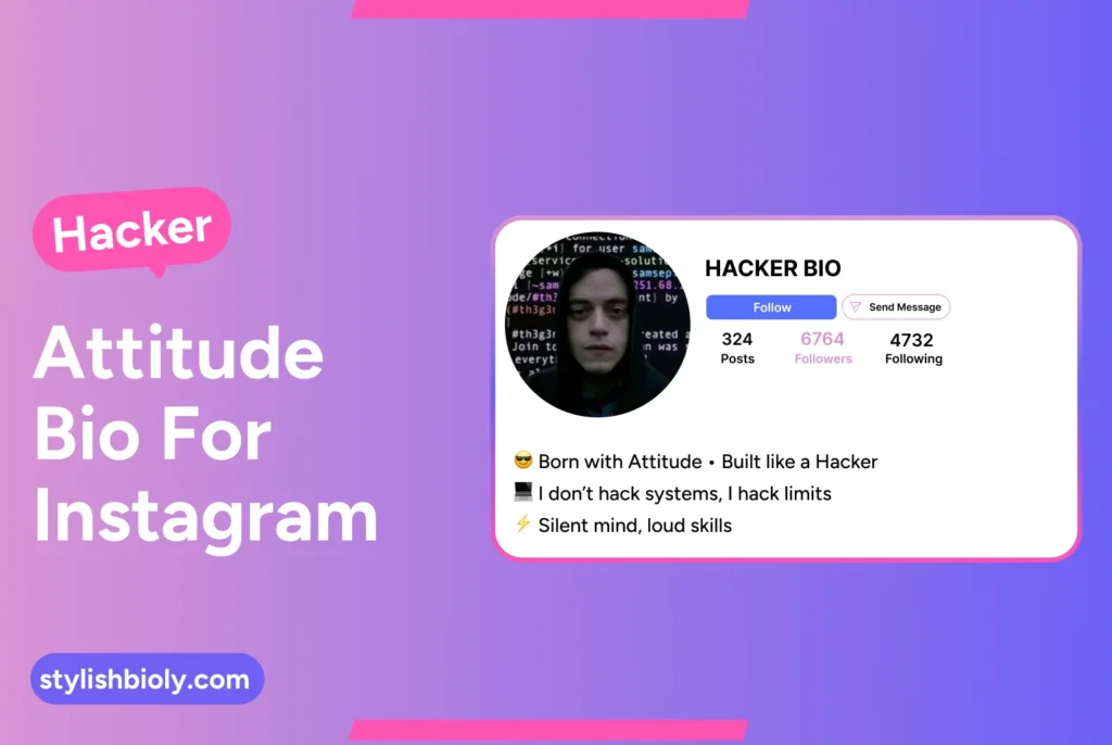 Hacker attitude bio for Instagram