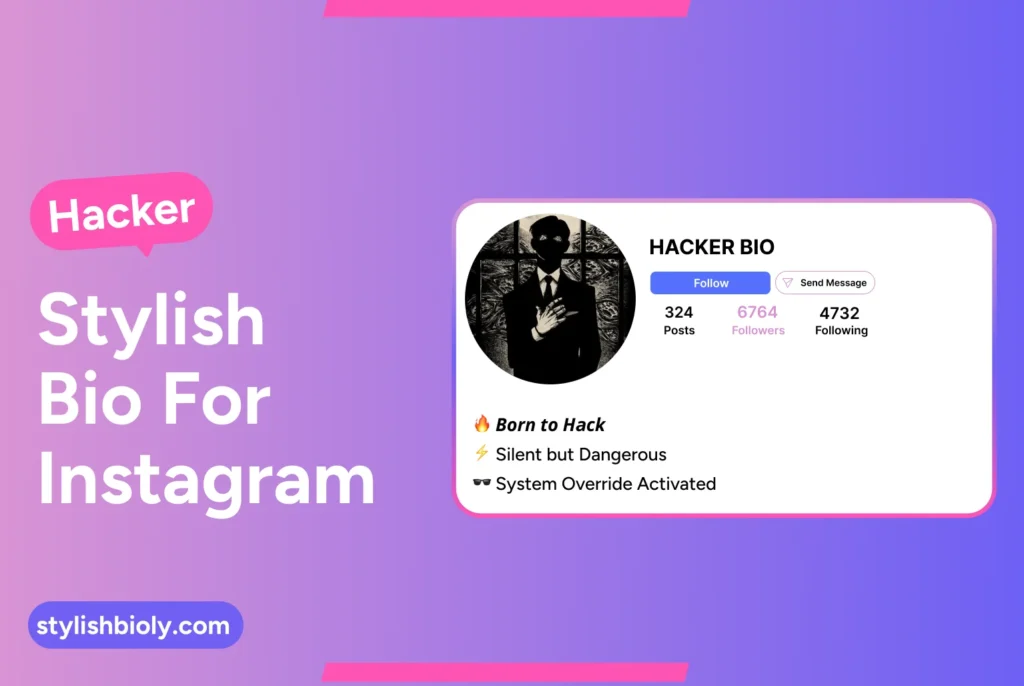 Hacker's stylish bio for Instagram