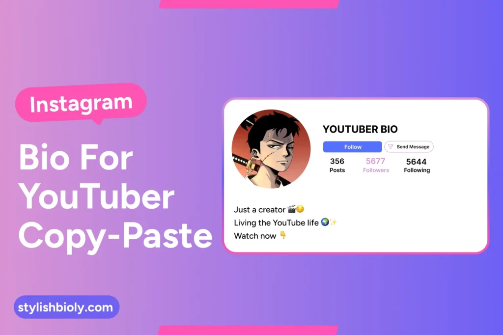 Instagram bio for YouTuber copy-paste