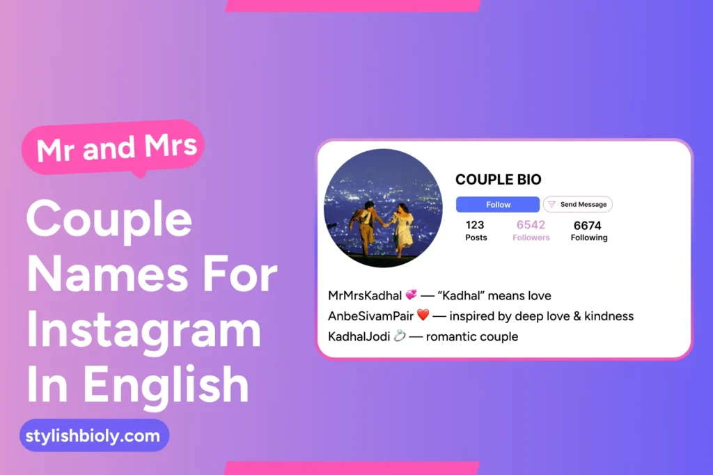English Mr and Mrs couple names for Instagram