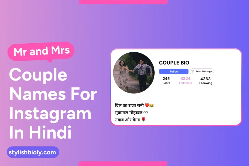 Hindi Mr and Mrs couple names for Instagram