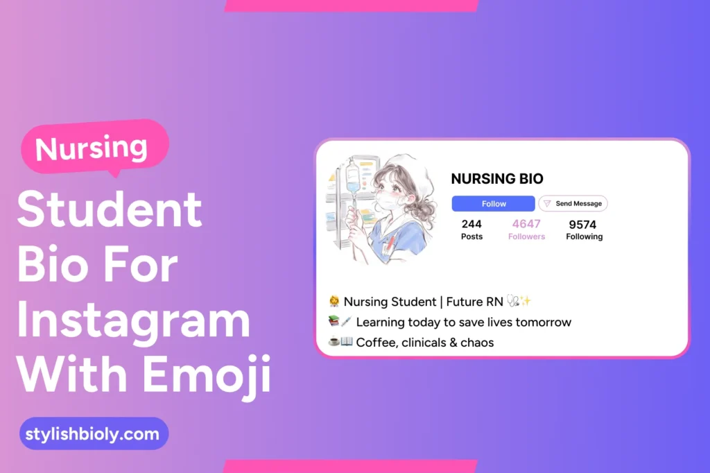 nursing student bio for Instagram with emoji
