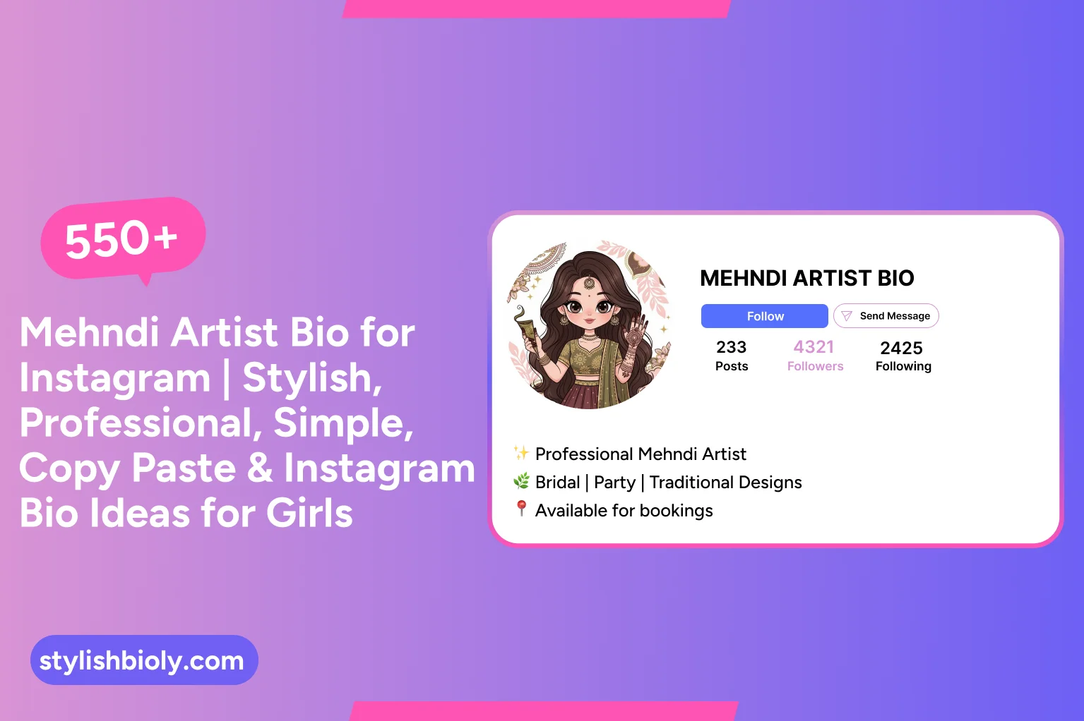 Mehndi Artist Bio for Instagram