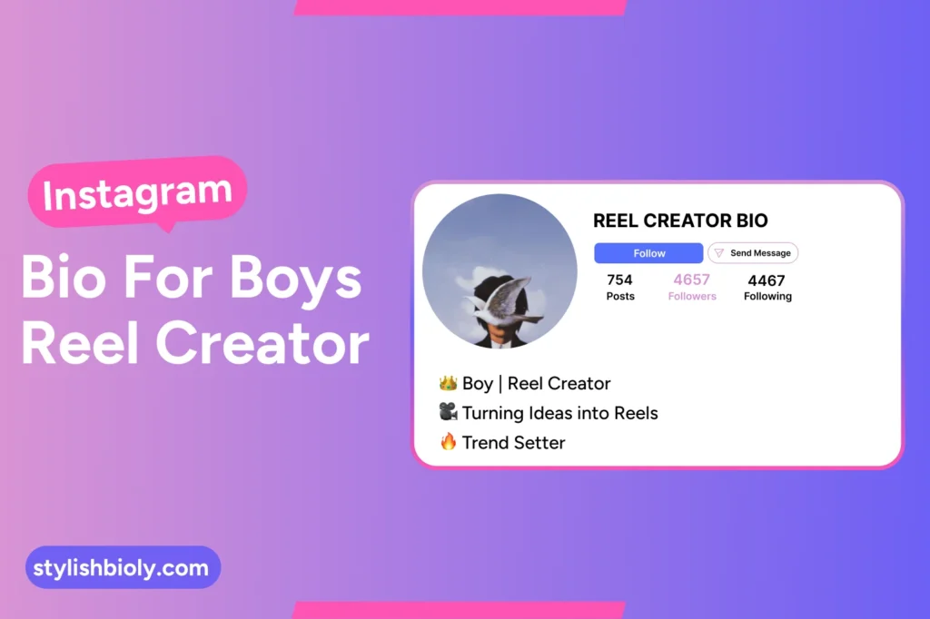 Instagram bio for boys reel creator